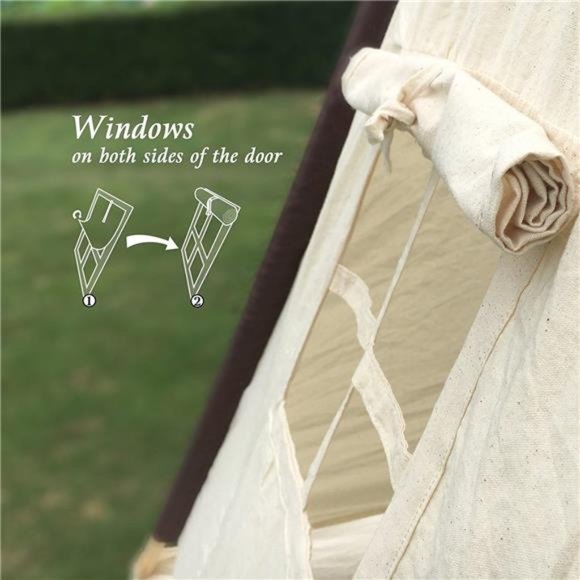 Natural Canvas Teepee Tent for Kids, Foldable Teepee Play Tent - Picture 6 of 6